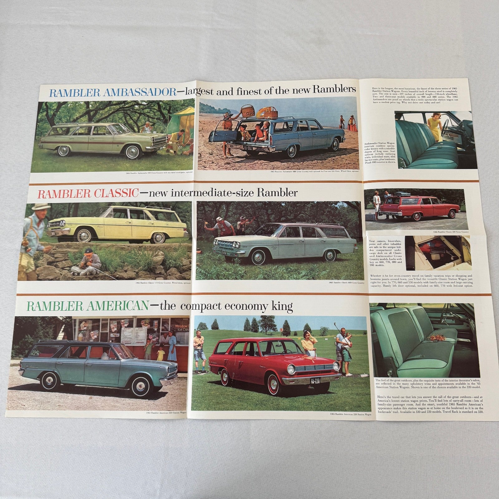 1965 Rambler Station Wagon Car Sales Brochure American Classic Ambassador