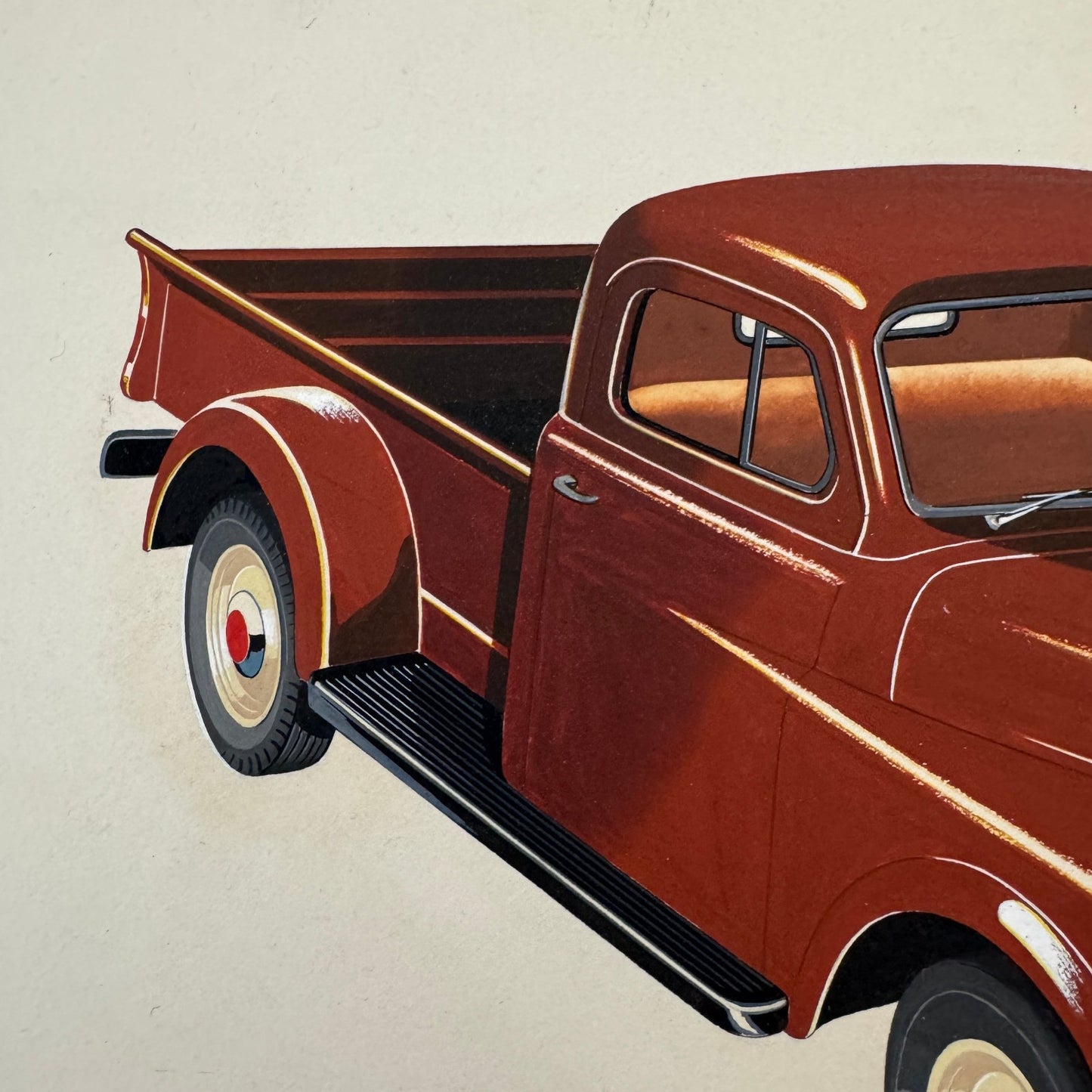 Vintage Pickup Truck Concept Car Design Sketch Rendering Illustration Original