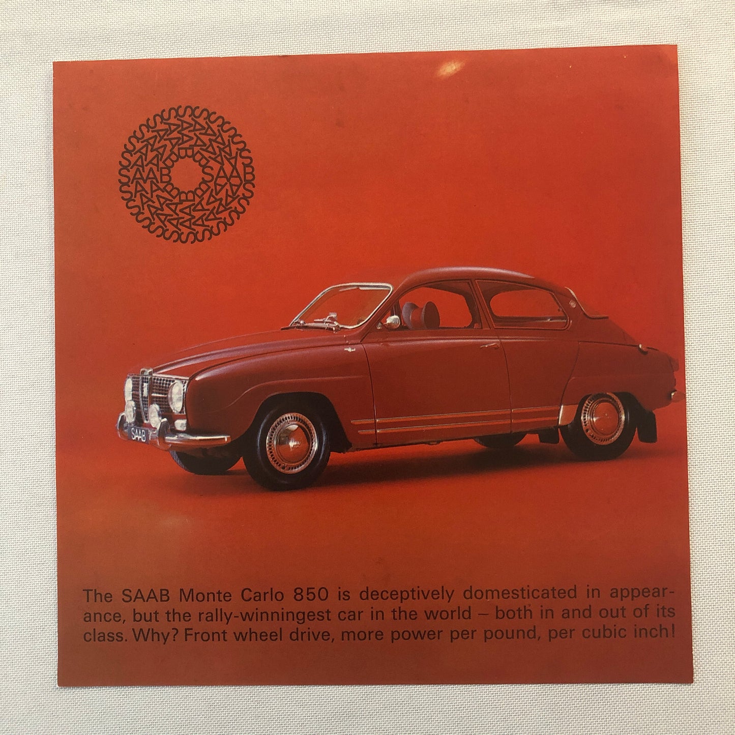 Vintage Saab Monte Carlo 850 Sales Sheet Brochure Advertising Catalog