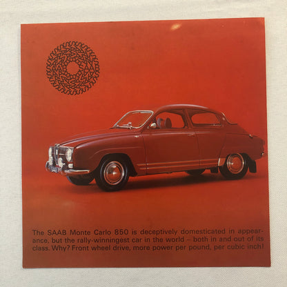 Vintage Saab Monte Carlo 850 Sales Sheet Brochure Advertising Catalog