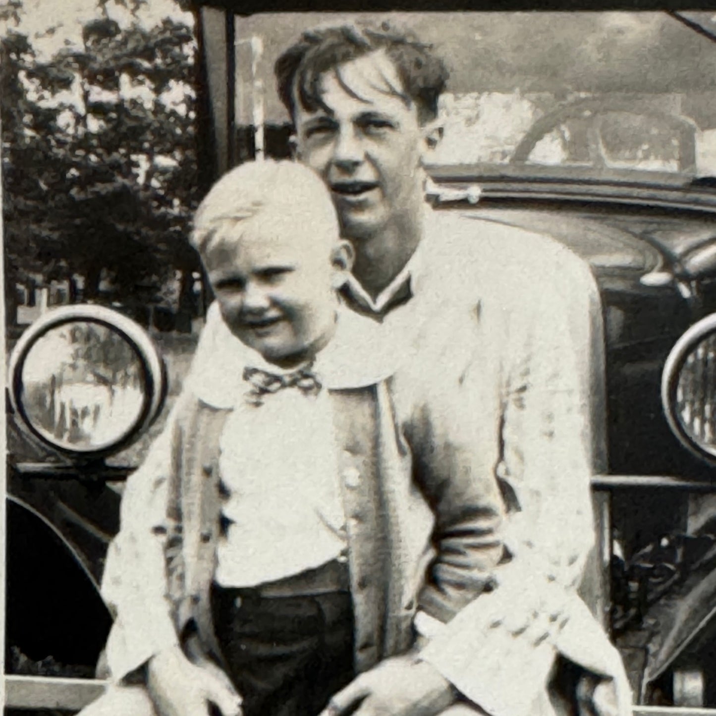 Vintage Automobile Photo Photograph Print Snapshot Early Car People Man Child