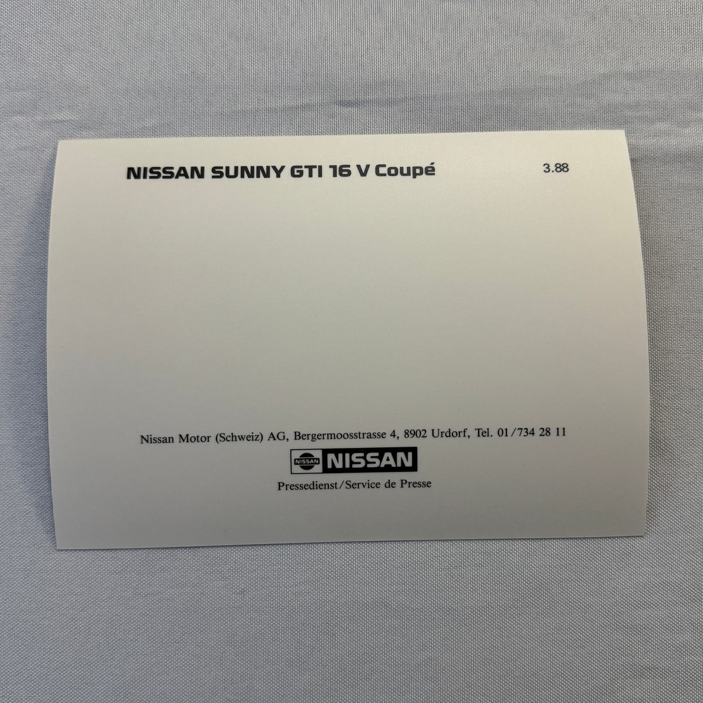 Nissan Sunny GTi 16V Coupe Car Factory Press Photo Photograph Swiss Vintage 1988