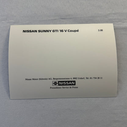 Nissan Sunny GTi 16V Coupe Car Factory Press Photo Photograph Swiss Vintage 1988