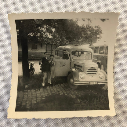 Vintage Bus Truck Photo Photograph Snapshot Lot of 2 Germany - Tag AL22SM2