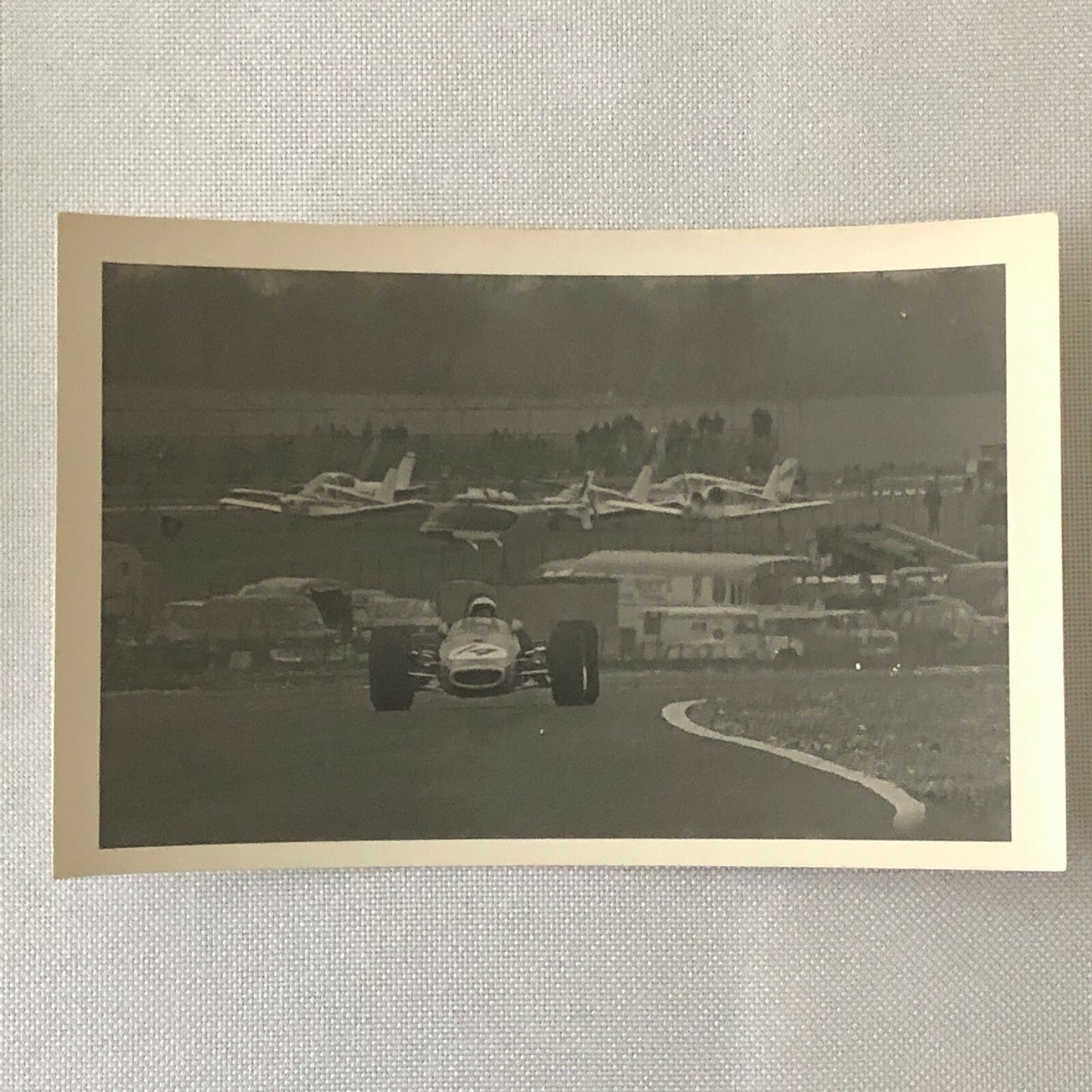 Vintage Racing Car Photo Photograph Print - Aircraft Planes in Background 