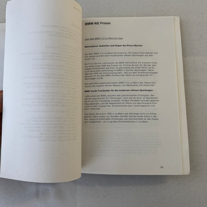 1999 BMW V12 LMR LeMans Racing Press Kit Brochure Photos GERMAN Jenny Holzer Art