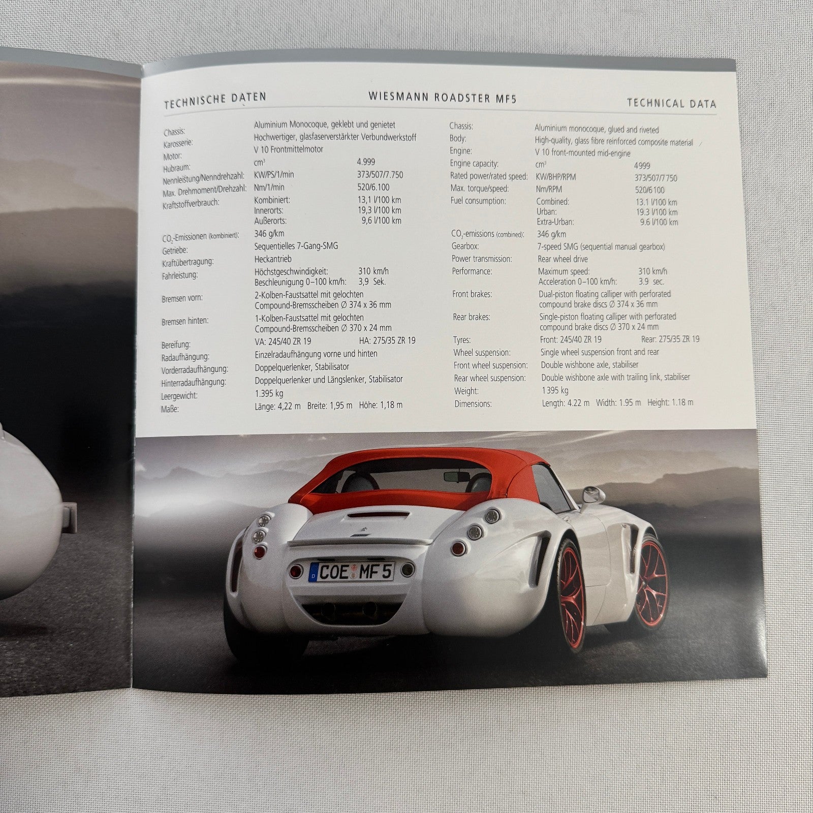 2009 Wiesmann Roadster MF5 Brochure Catalog Sports Car GERMAN Text