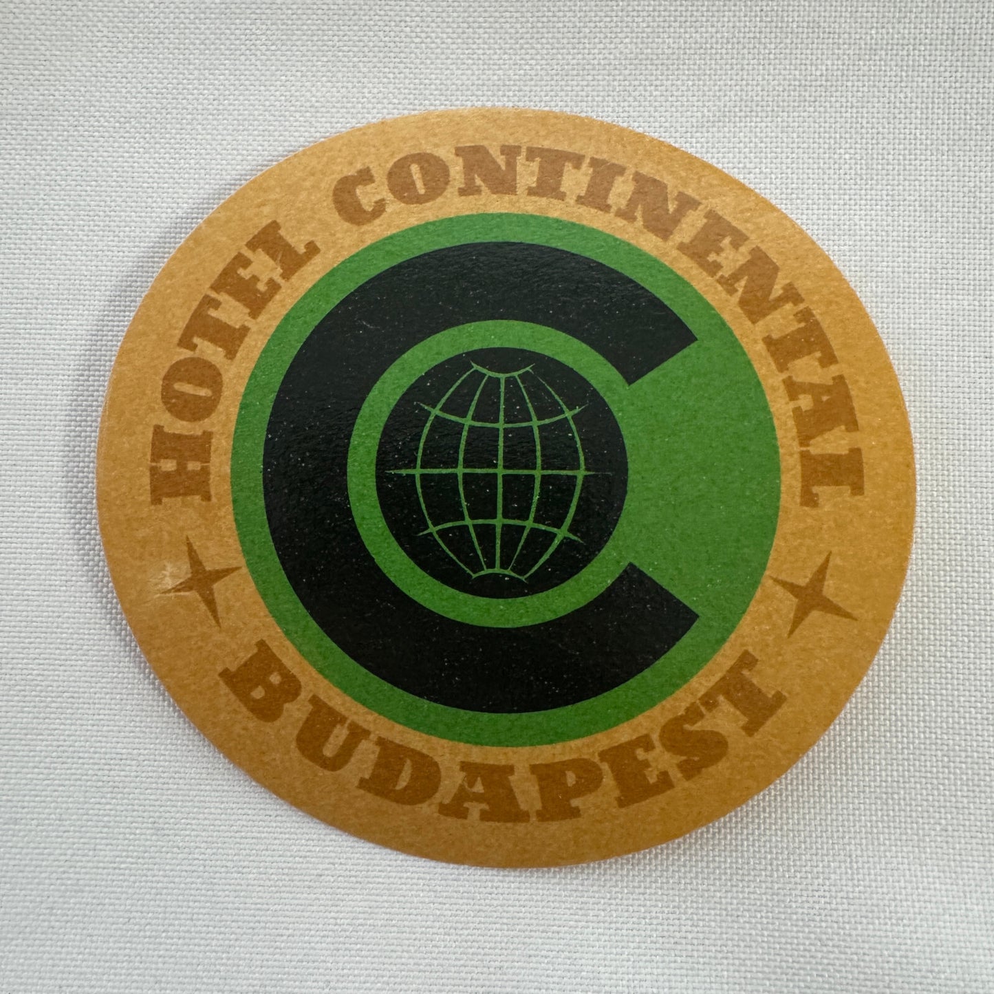 Vintage Travel Luggage Label Hotel Continetnal Budapest Hungary