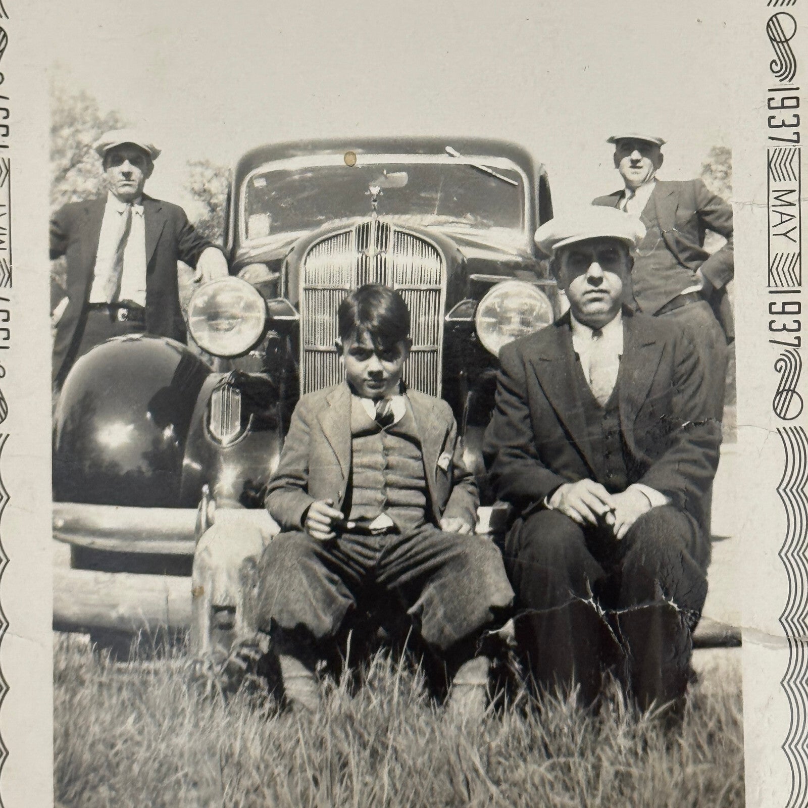 Vintage Photo Photograph Print People Child with Early Car Automobile