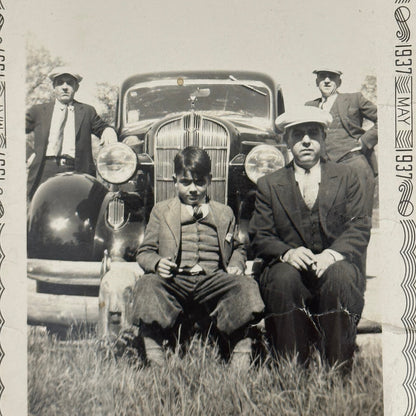Vintage Photo Photograph Print People Child with Early Car Automobile