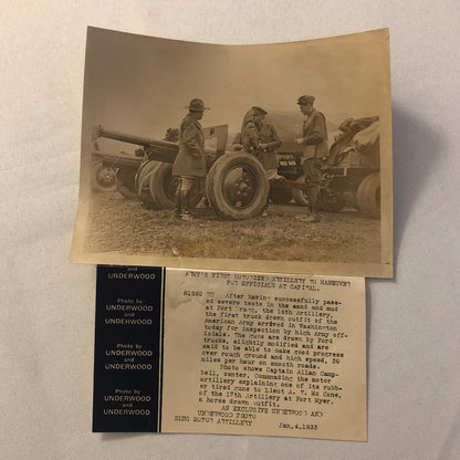 Press Photo Photograph Army First Motorized Artillery Ford Truck Military 1933