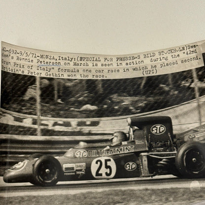 Vintage Racing Press Photo Ronnie Peterson Italian Grand Prix Race Monza 1971