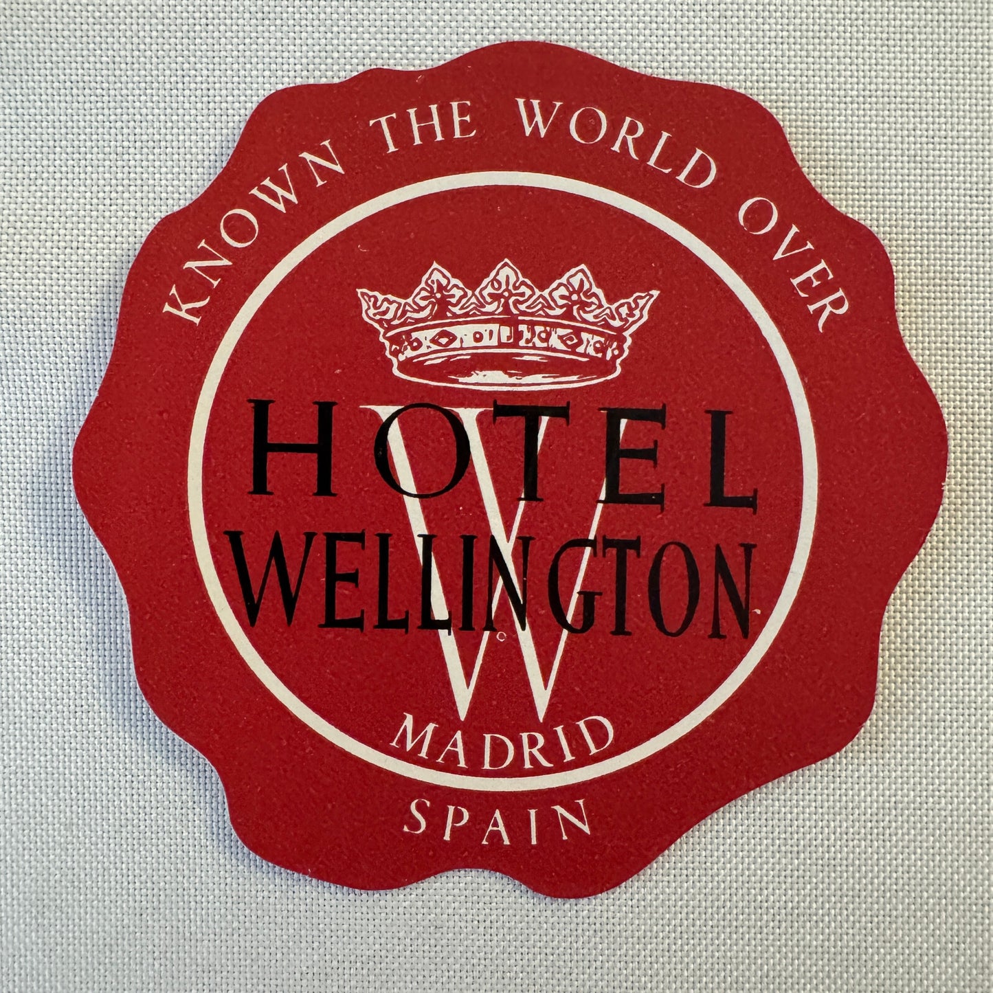 Vintage Hotel Travel Luggage Label Hotel Wellington Madrid Spain Espana
