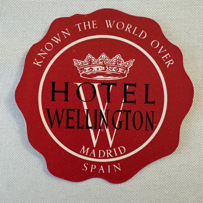 Vintage Hotel Travel Luggage Label Hotel Wellington Madrid Spain Espana