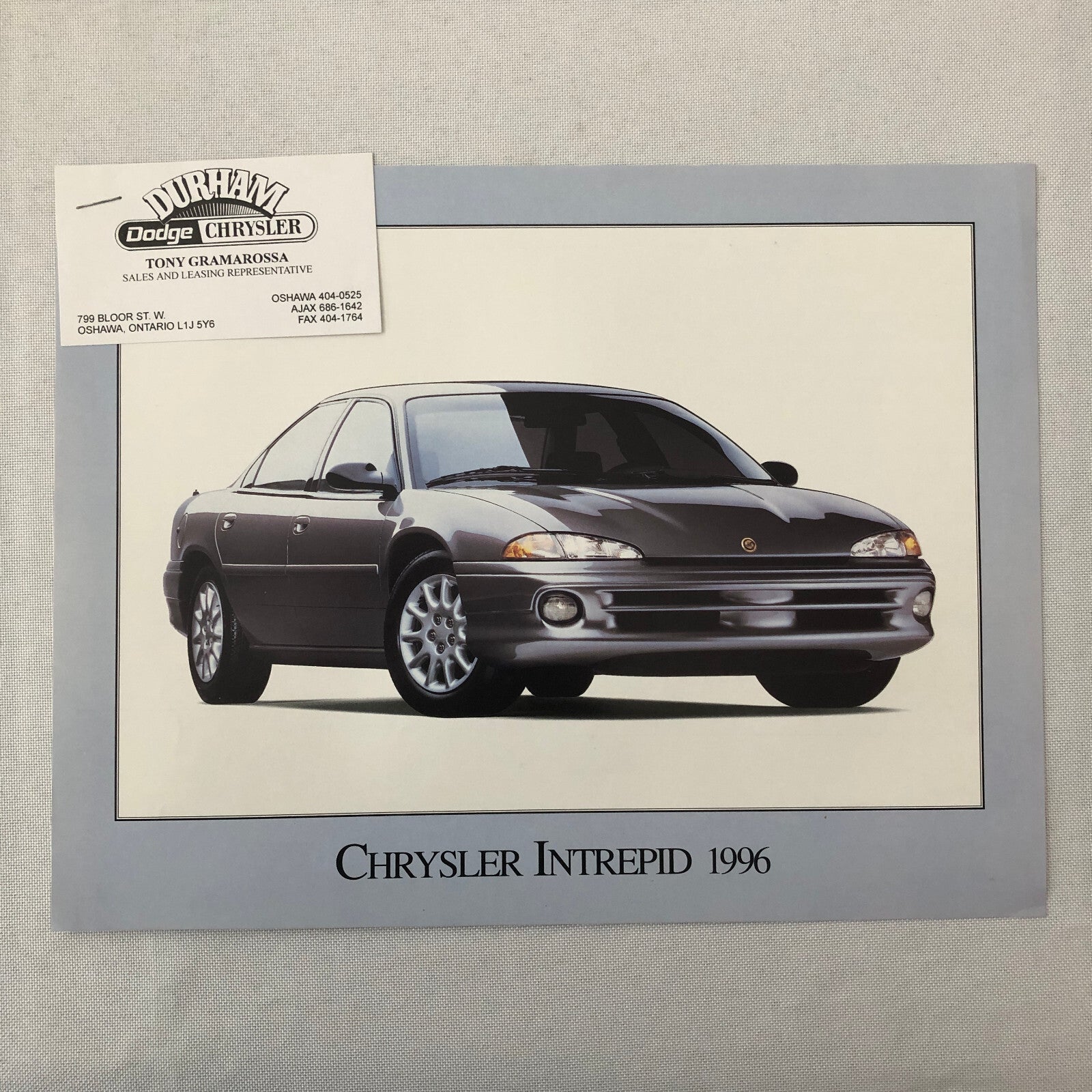 1996 Chrysler Intrepid Sales Sheet Brochure