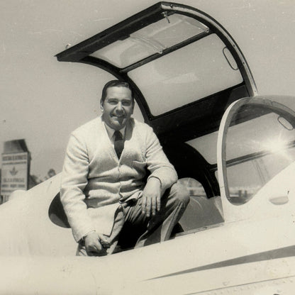 Man with Vintage Airplane Aircraft Plane Photo Photograph