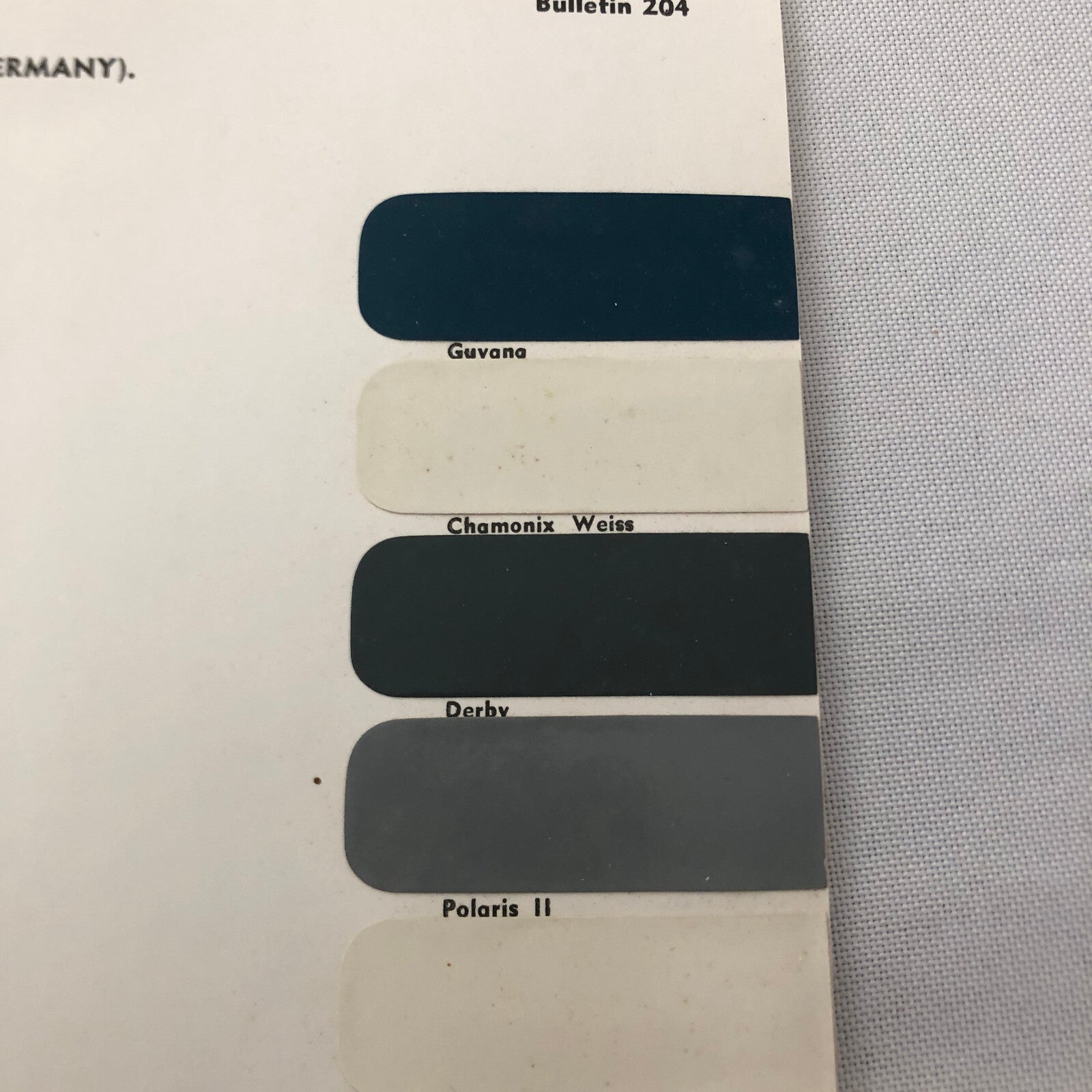 1966 BMW Dupont Paint Chip Color Sample Sheet