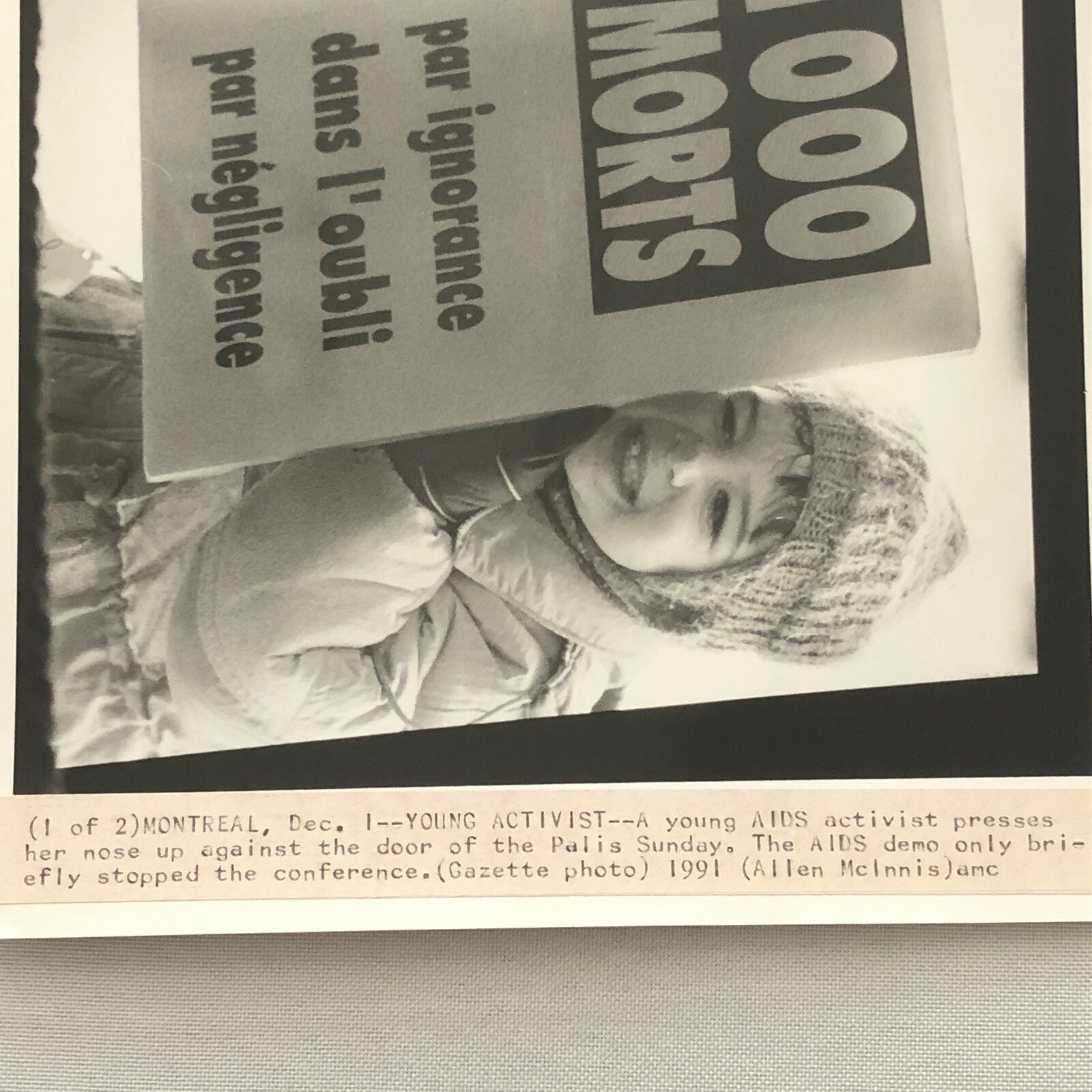 Vintage Press Photo Photograph Montreal Young AIDS Activist 1991 Montreal 