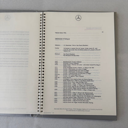 1996 Mercedes Marlboro Indy Car Racing Press KIt Paul Tracy Emerson Fittipaldi