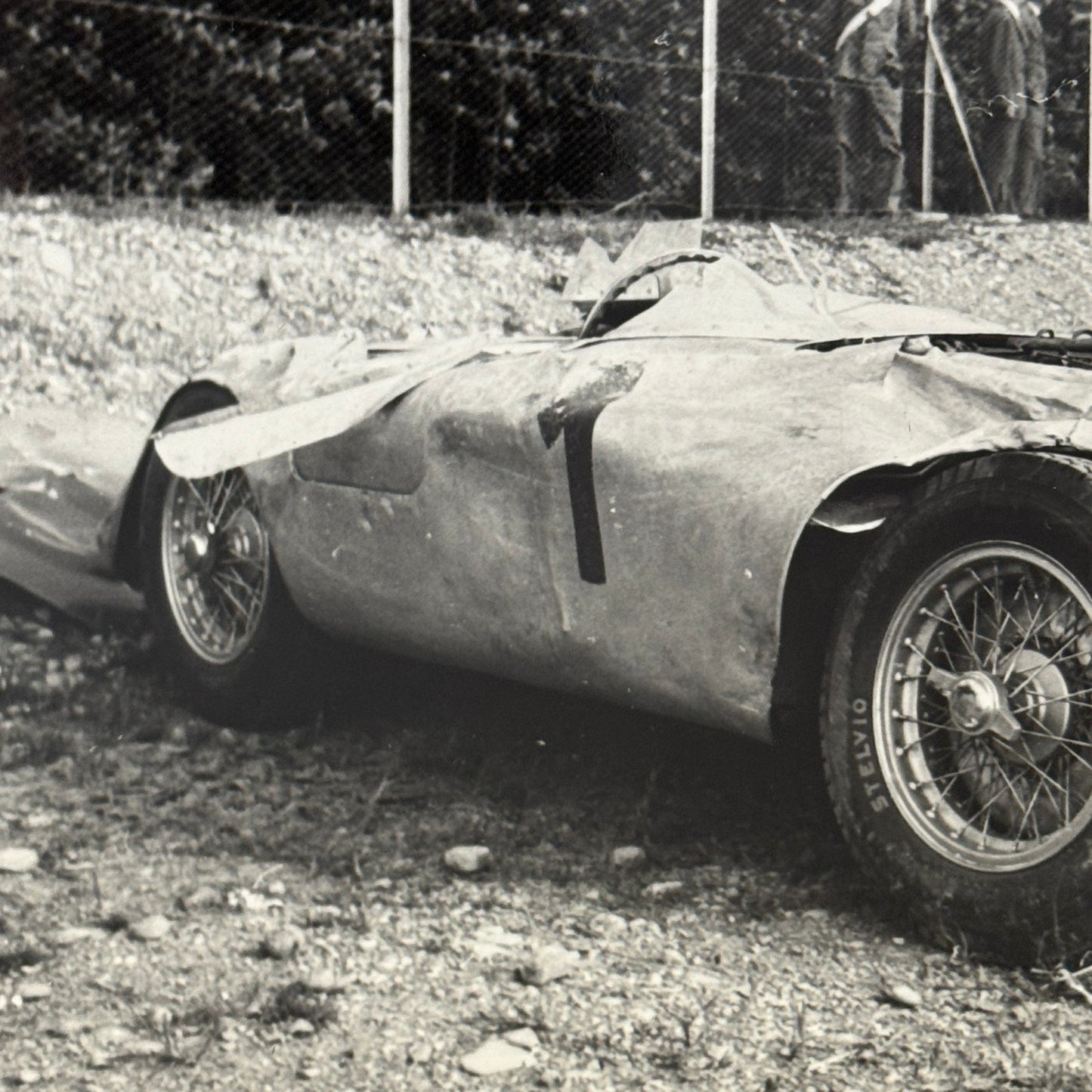 Vintage Racing Photo Mercedes Benz Car Crash Wreck Giuseppe Farina CAHIER