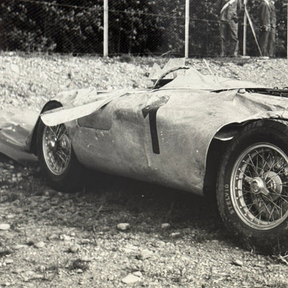 Vintage Racing Photo Mercedes Benz Car Crash Wreck Giuseppe Farina CAHIER