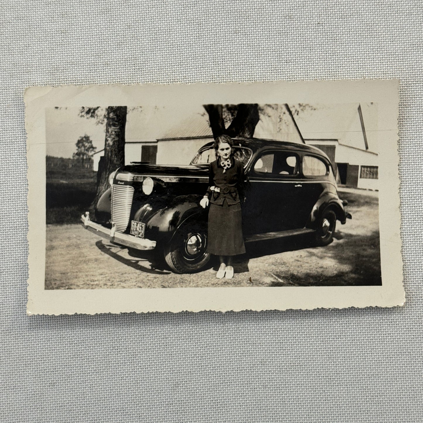Vintage Car Automobile Snapshot Photo Photograph Woman with Car DS24 Quebec