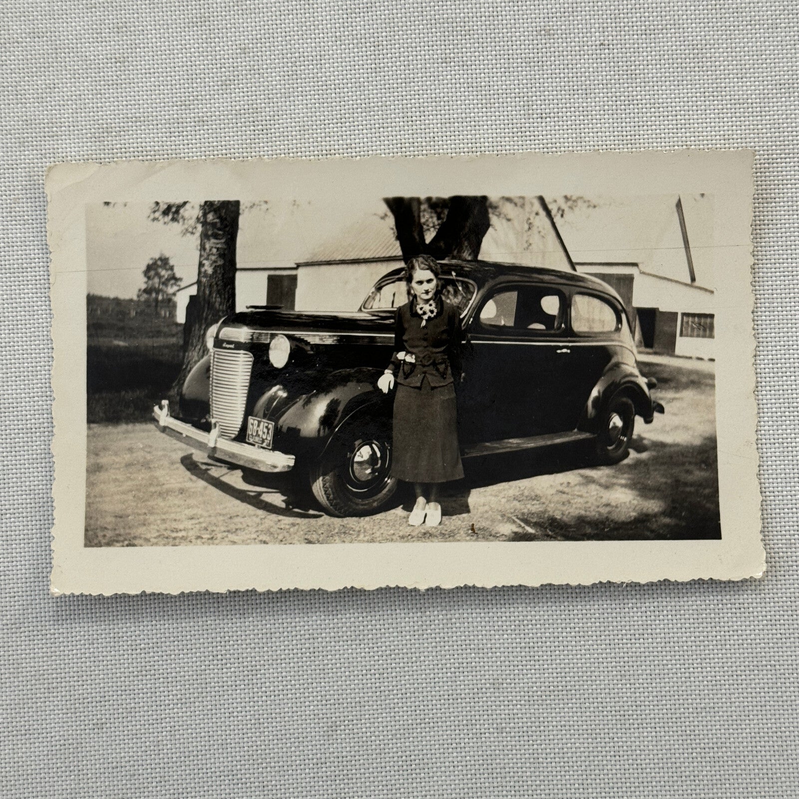 Vintage Car Automobile Snapshot Photo Photograph Woman with Car DS24 Quebec