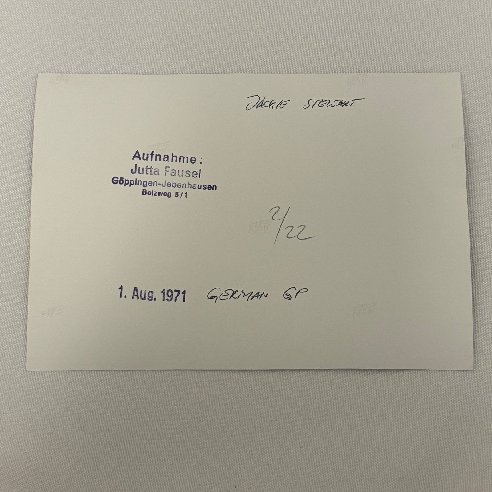 Vintage Racing Photo 1971 German Grand Prix Race Jackie Stewart Motorsport