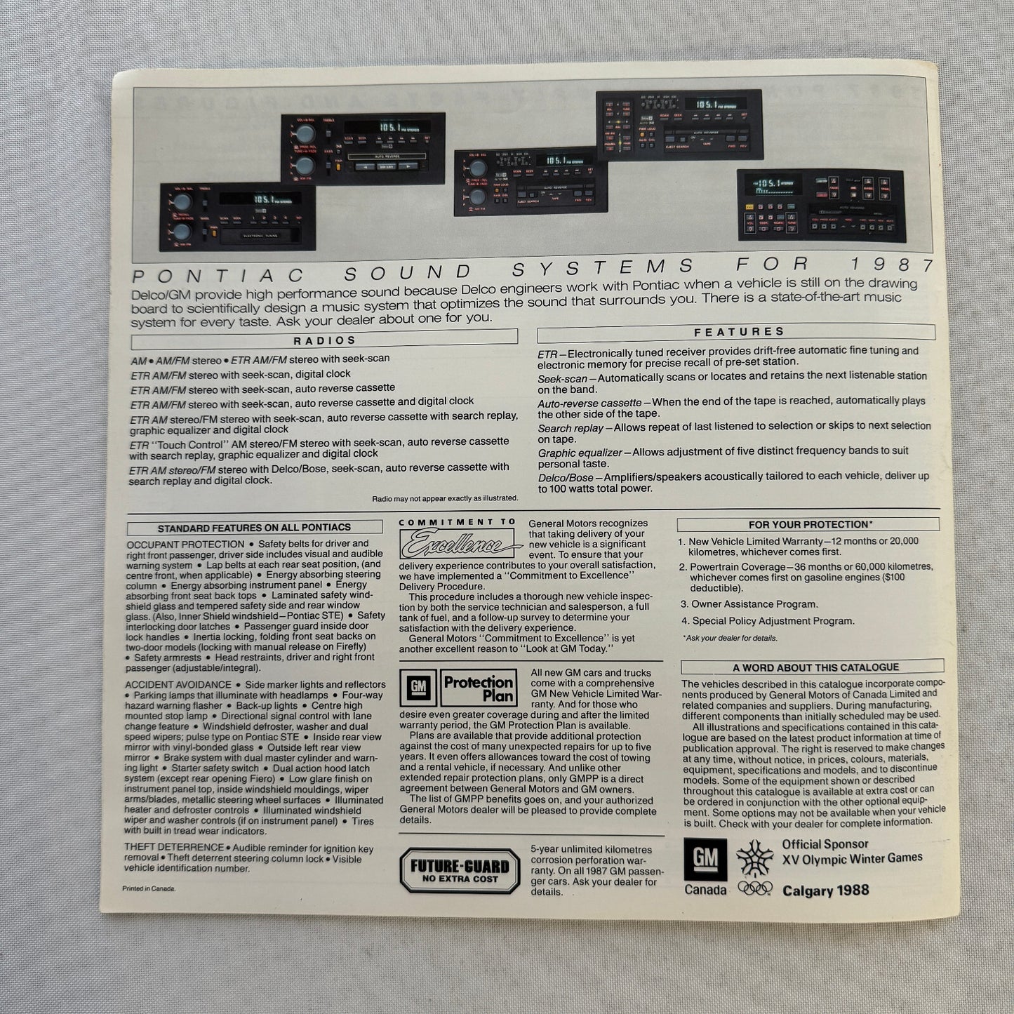 1987 Pontiac Car Sales Brochure Catalog Grand Am Acadian Sunbird Firefly