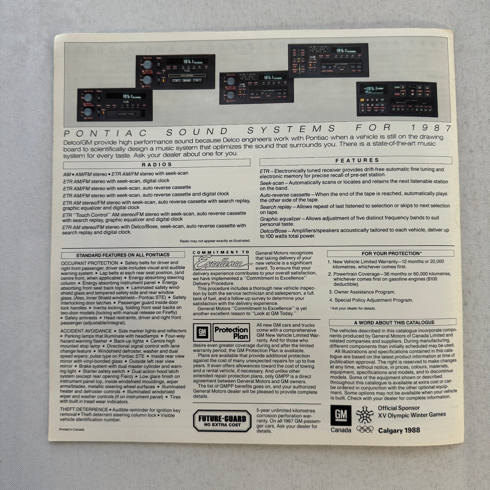 1987 Pontiac Car Sales Brochure Catalog Grand Am Acadian Sunbird Firefly