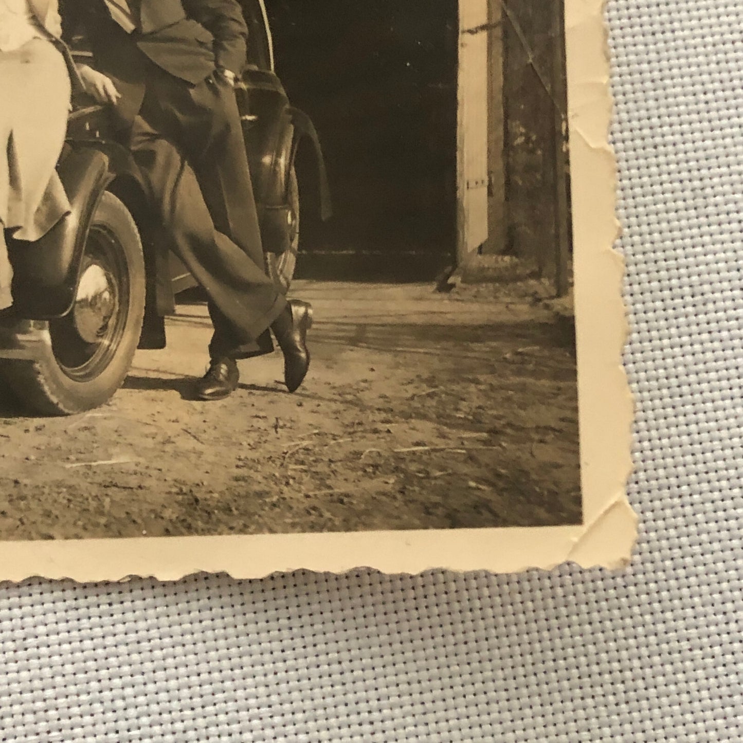 Vintage Photo Photograph People Dog Antique Car Automobile - Tag AL22SM2