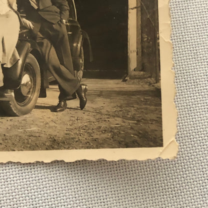 Vintage Photo Photograph People Dog Antique Car Automobile - Tag AL22SM2