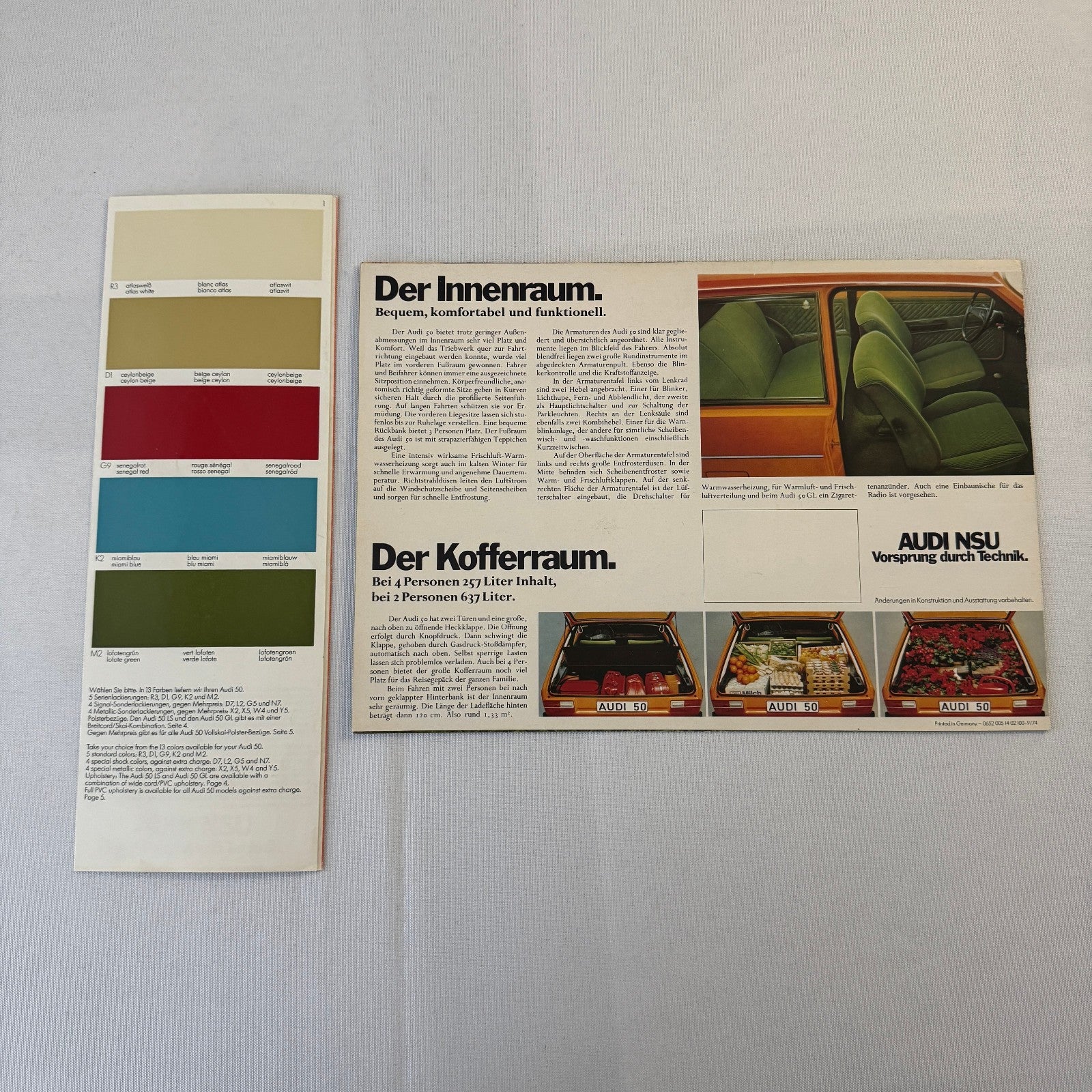 Audi 50 Poster Sales Brochure Catalog Advertising 1974 1975 GERMAN