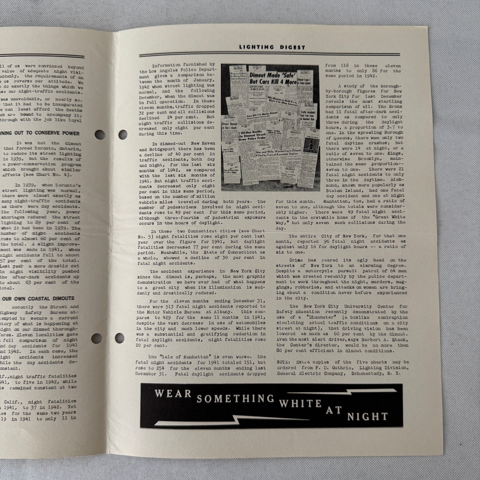 1943 General Electric Lighting Digest Newsletter Highway Lighting Ephemera