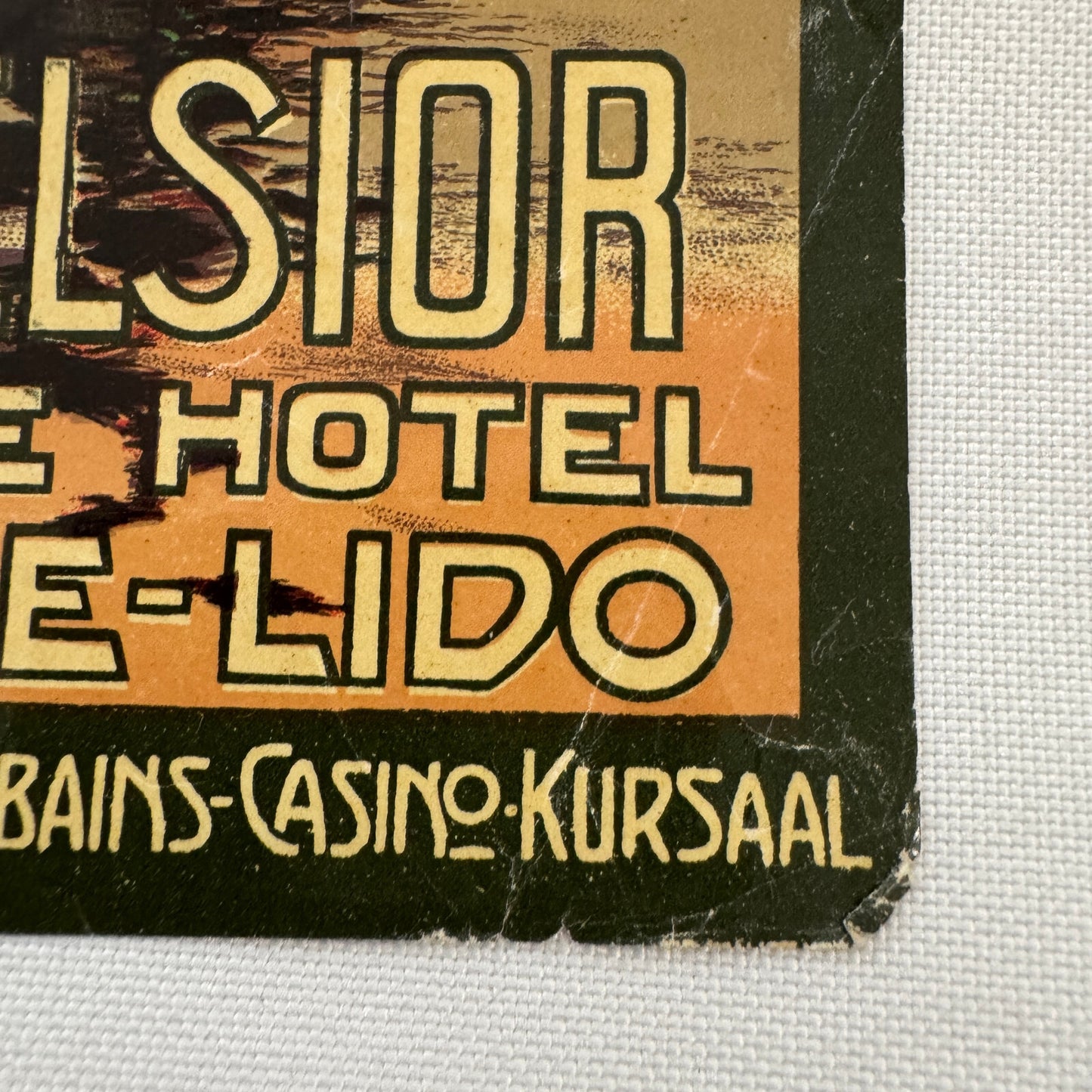 Vintage Travel Luggage Label Excelsior Palace Hotel Venise Lido Italy Italian