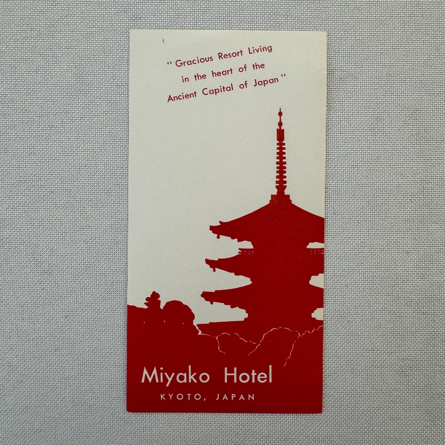 Vintage Hotel Travel Luggage Label Miyako Hotel Kyoto Japan Japanese