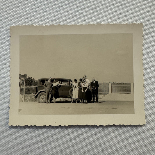 Vintage Photograph Photo Print People with Car Automobile European
