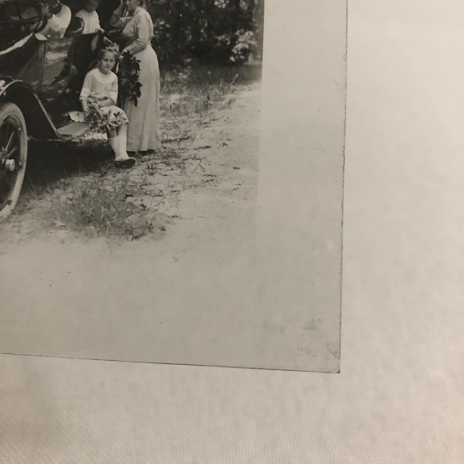 Antique Glass Plate Lantern Slide Photo Car Automobile People