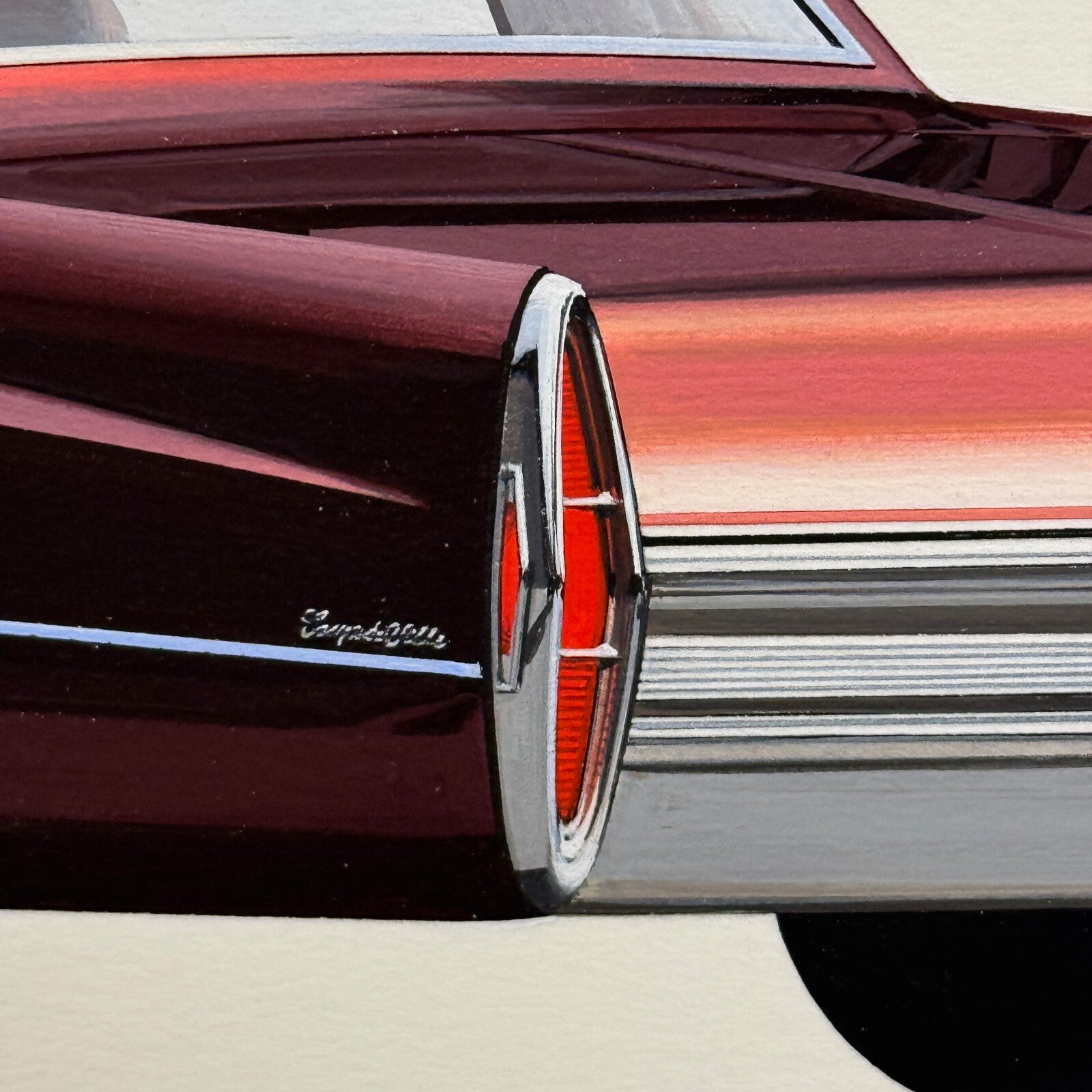 Vintage Cadillac Coupe de Ville Car Illustration Art Drawing Hand Drawn