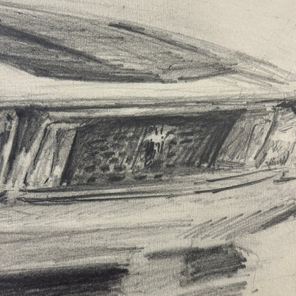 Ford Mustang Vintage Car Illustration Drawing Sketch Original Art Signed