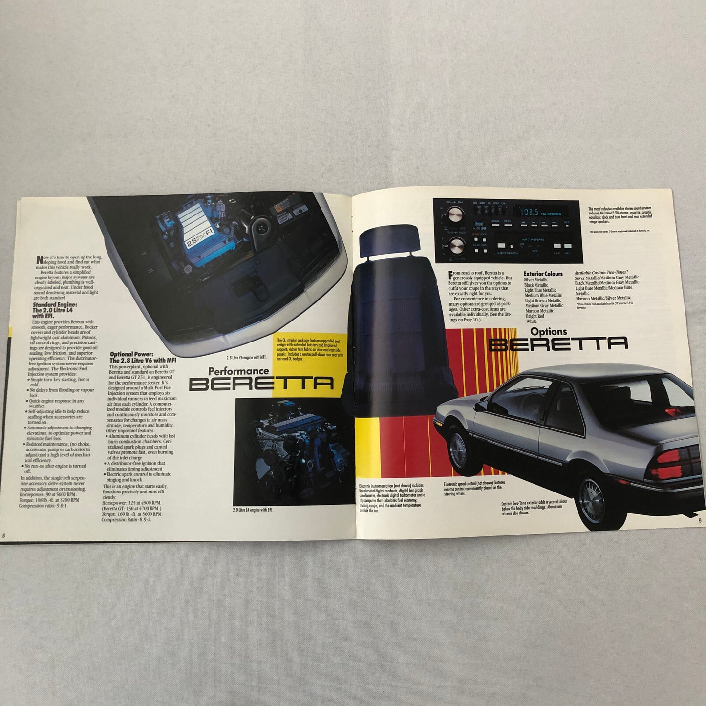 1987 Chevrolet Beretta Sales Brochure Catalog Advertising