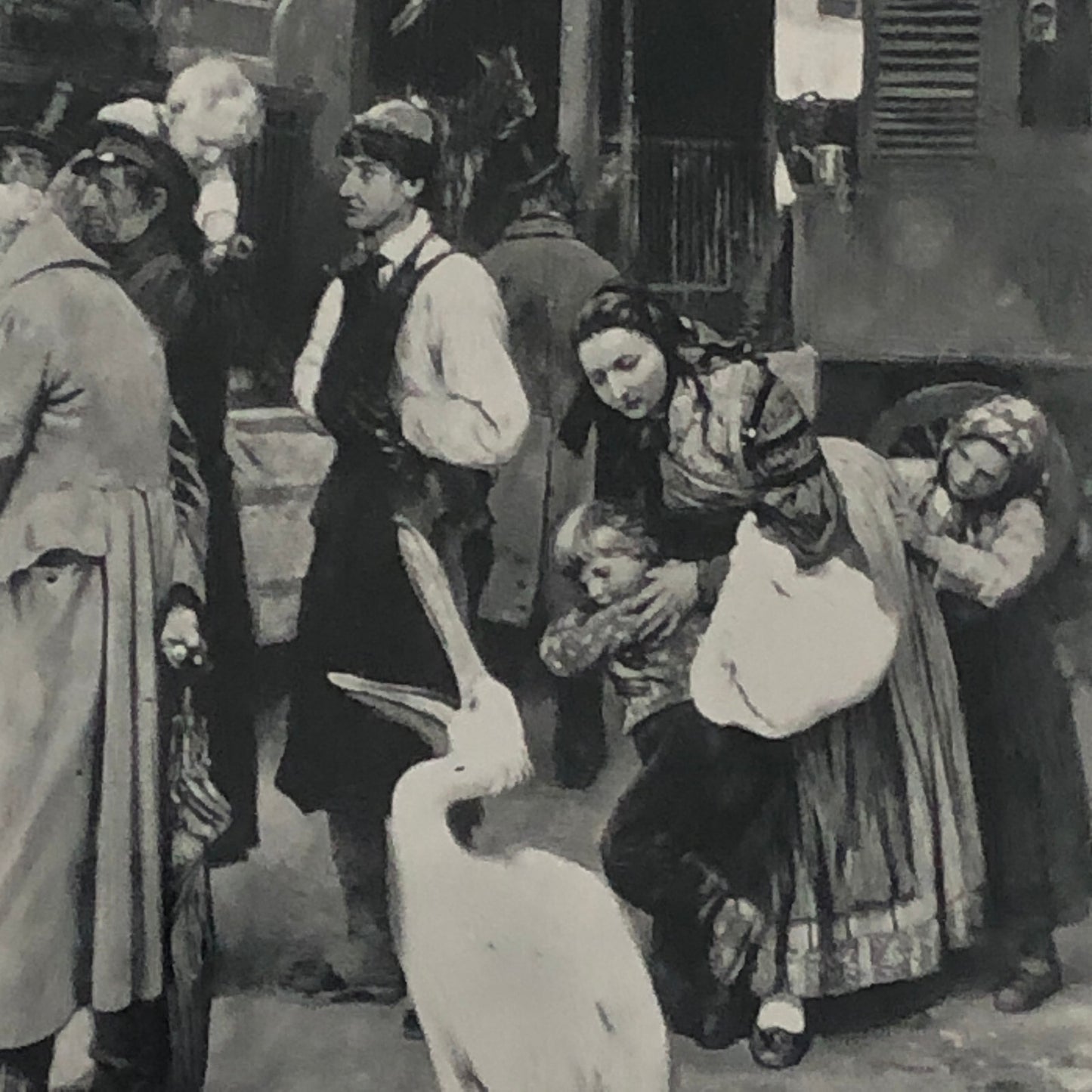 Circus Painting Vintage Photo Photograph Snake Camel Birds Animal Act