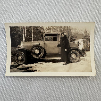 Vintage Car Automobile Photo Photograph Print Snapshot Woman with Car