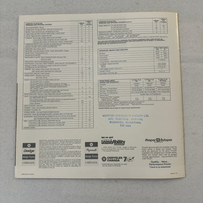 1988 Chrysler LeBaron GTS Car Sales Brochure Catalog Advertising