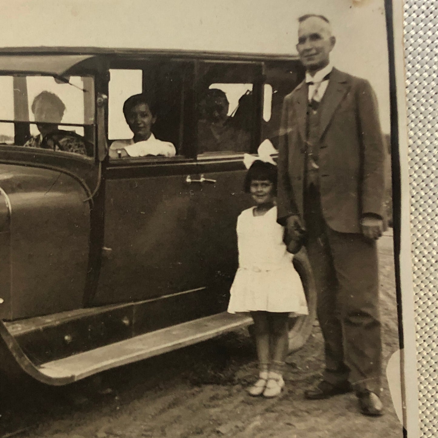 Vintage Photo Photograph Family Child with Antique Automobile Car - Tag AL22SM2