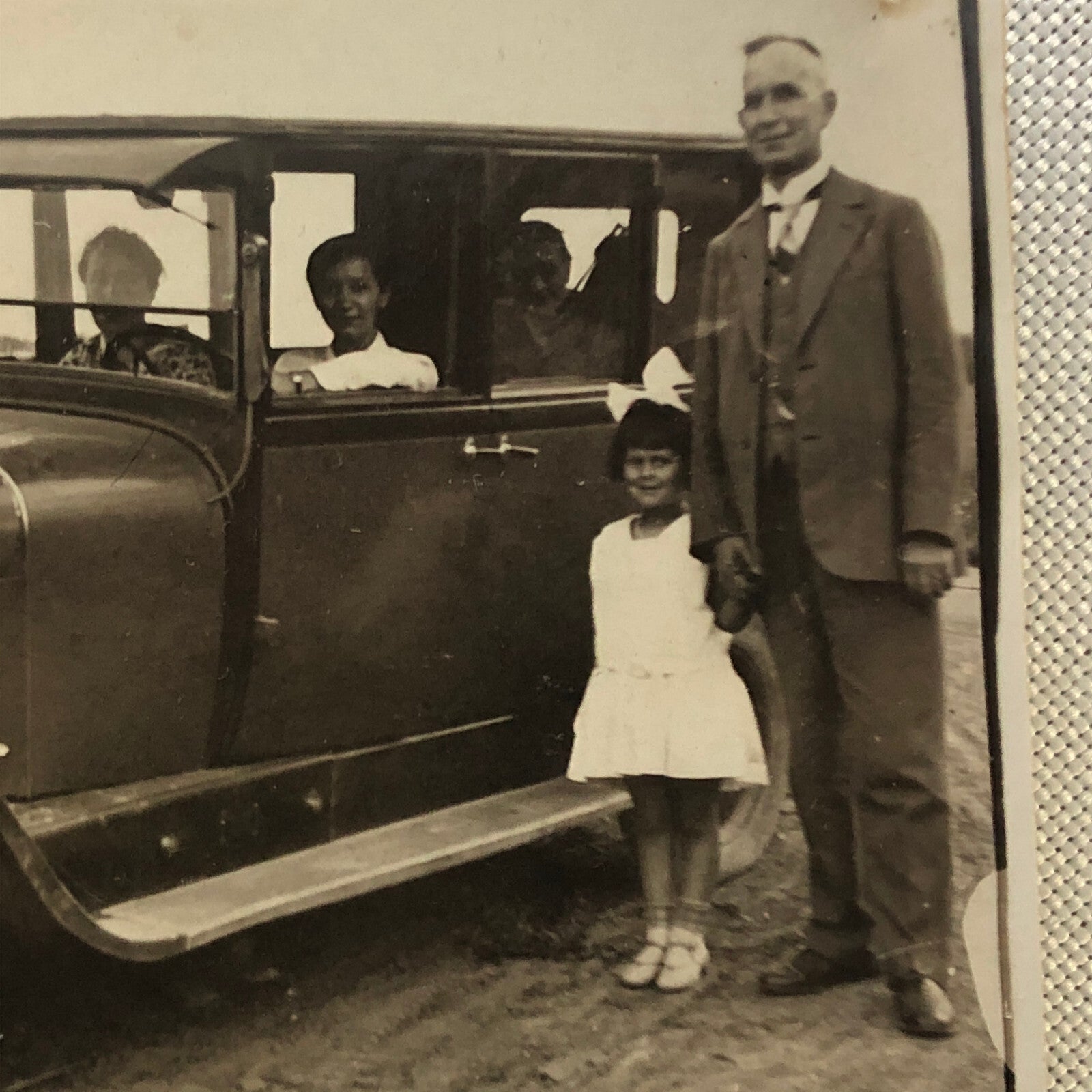 Vintage Photo Photograph Family Child with Antique Automobile Car - Tag AL22SM2