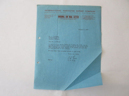 1946 - 1947 International Harvester Export Letter Letterhead Document Lot of 4