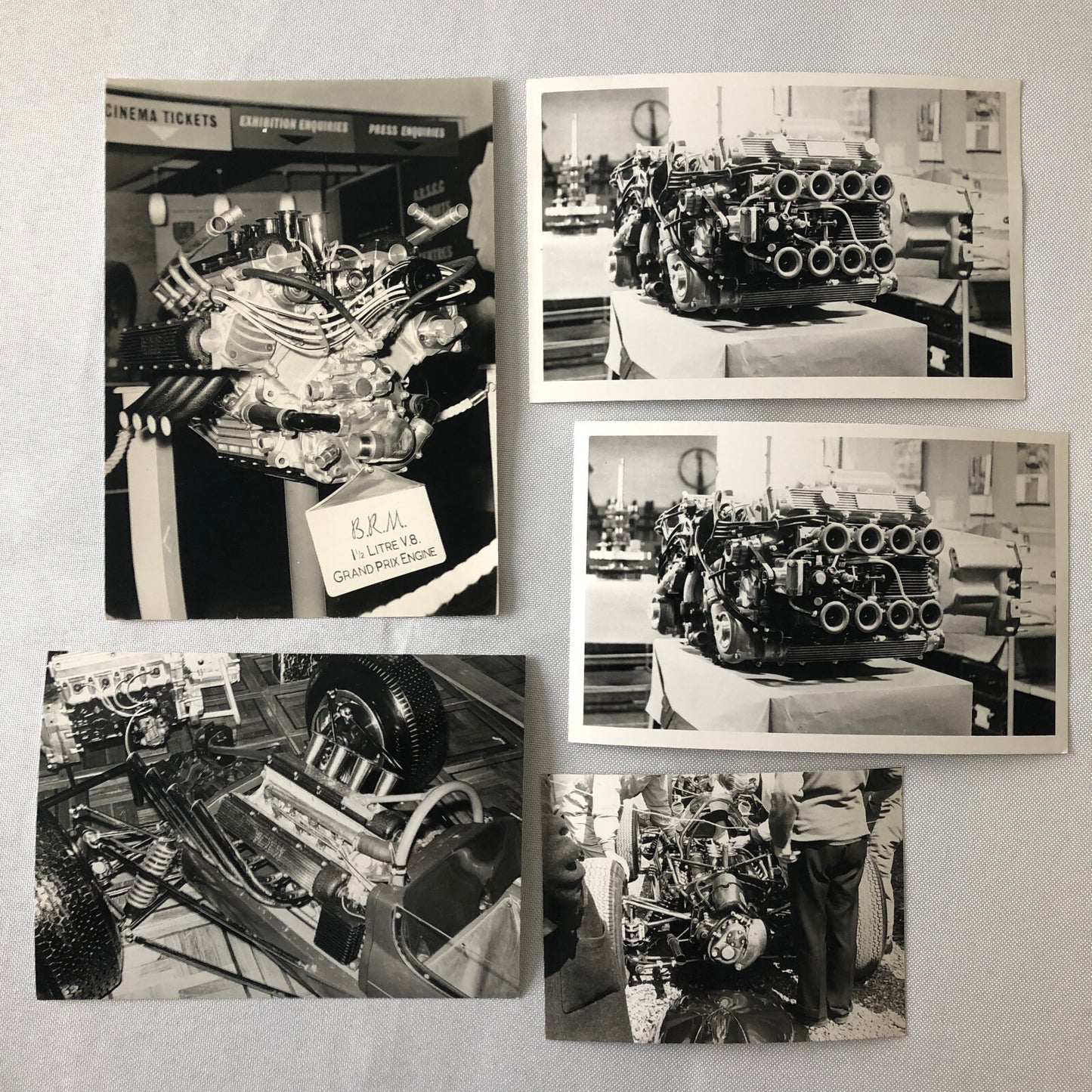 Vintage Racing Photo Photograph Print BRM Engine Lot of 5