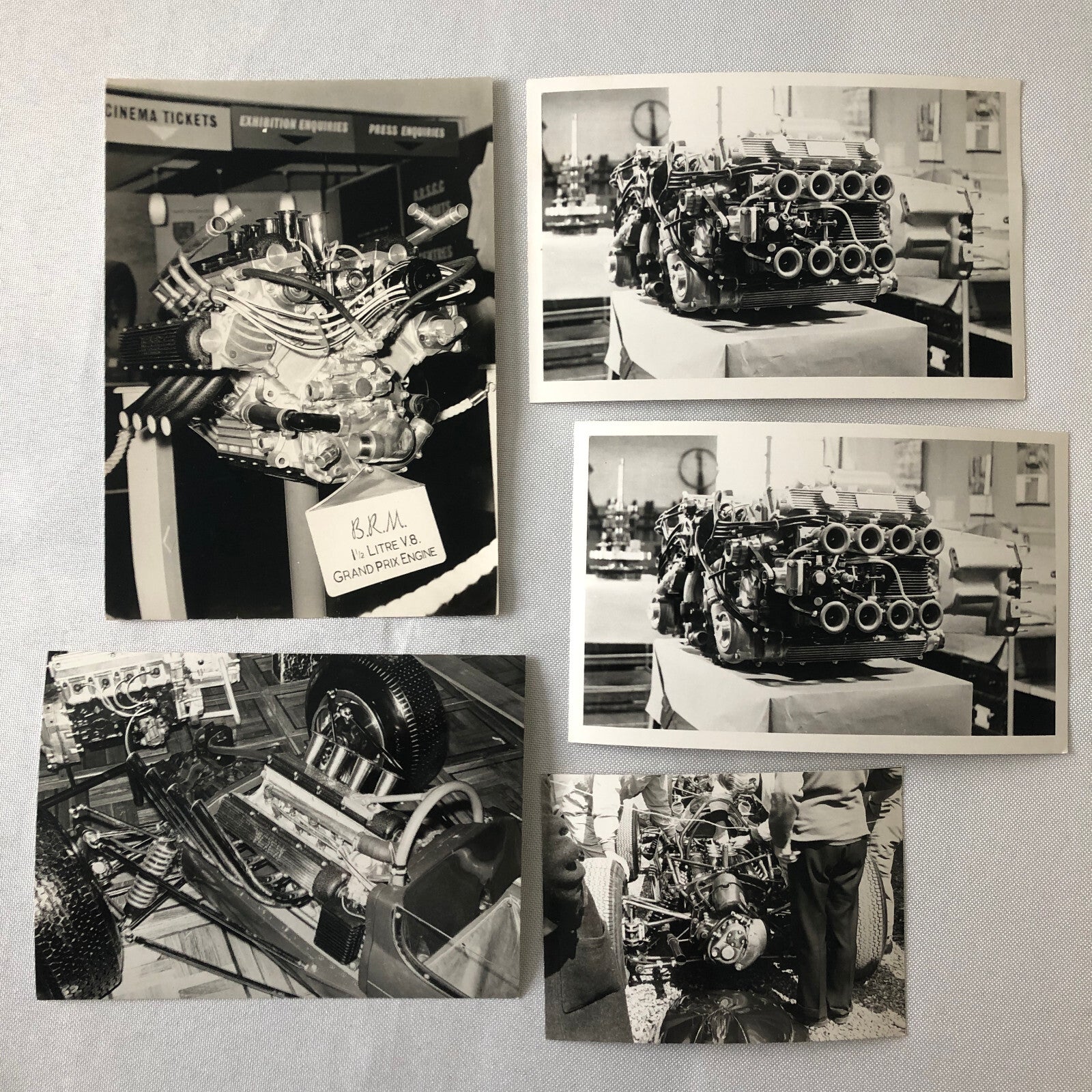 Vintage Racing Photo Photograph Print BRM Engine Lot of 5
