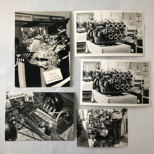 Vintage Racing Photo Photograph Print BRM Engine Lot of 5